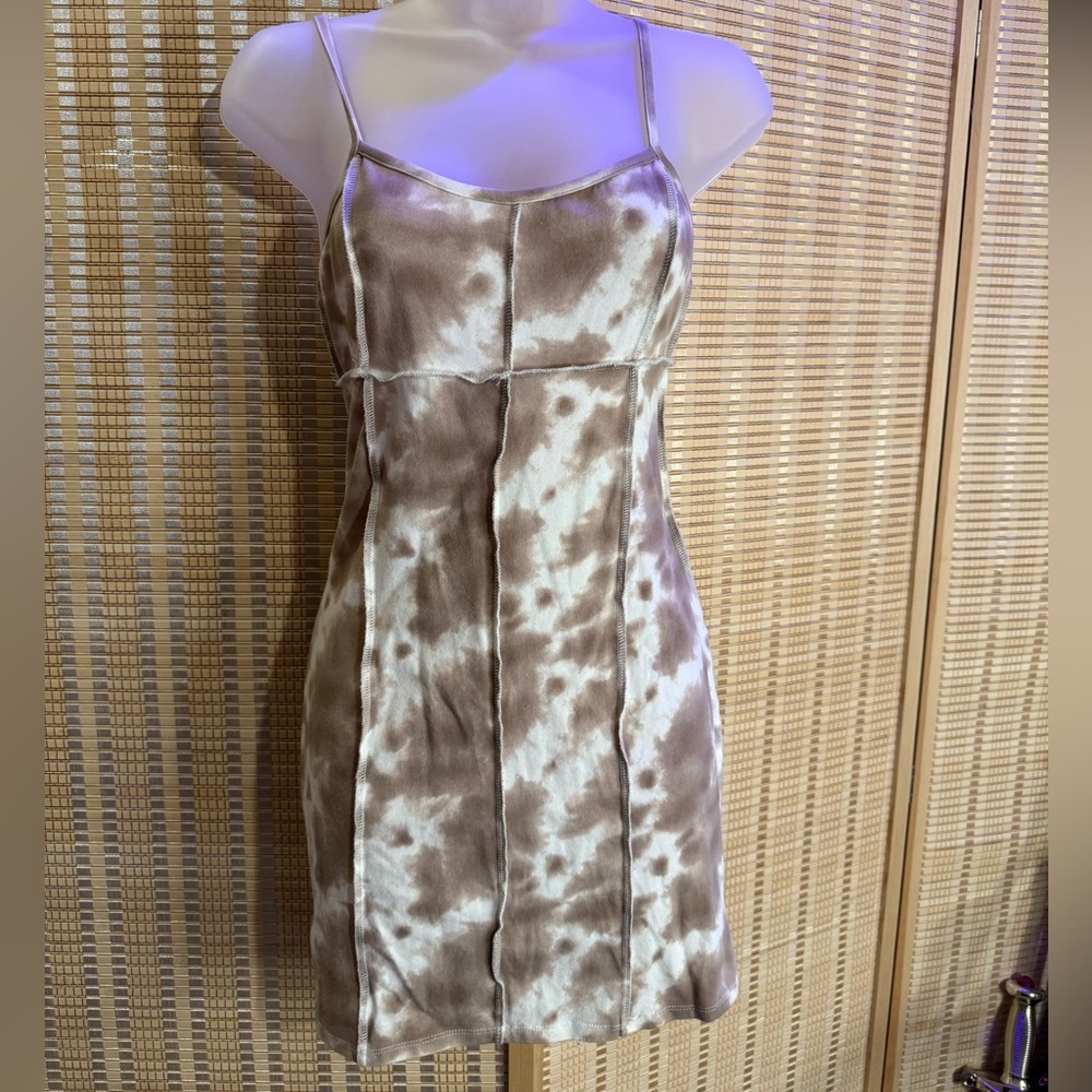 Full Tilt Cream and Tan Spaghetti Mini Dress